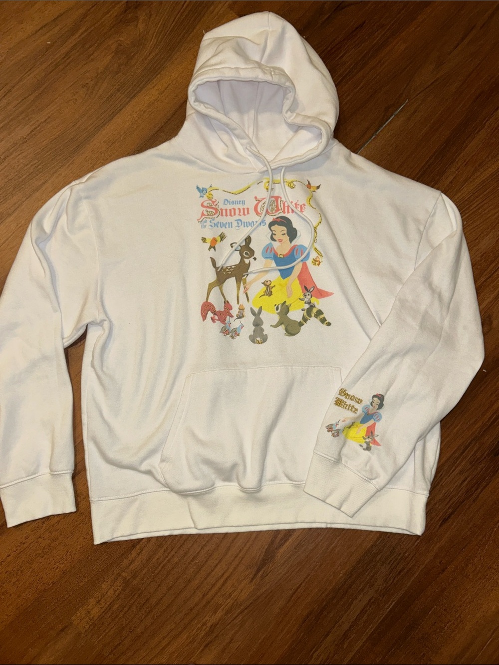 Disney Princess Snow White & Forest Friends Gold Embroidered Pullover Hoodie XL
